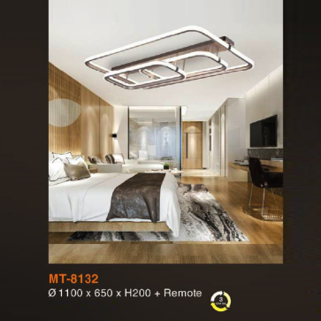 MT - 8132: Đèn áp trần chữ nhật 3 vòng LED - KT L1100mm x W650mm x H200mm - Đèn LED đổi 3 màu