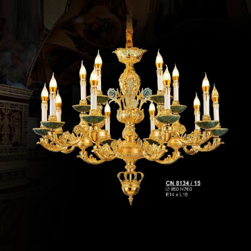 S - CN 8134/15: Đèn chùm nến 15 tay - KT: Ø950mm x H763mm - Bóng đèn nến E14 x 15 bóng