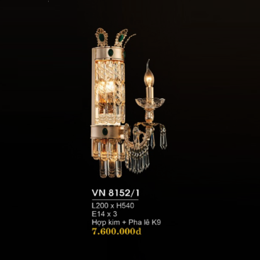 VN 8152/1: Đèn gắn tường Phale đơn - KT: L200mm x H540mm - Bóng đèn E14 x 3