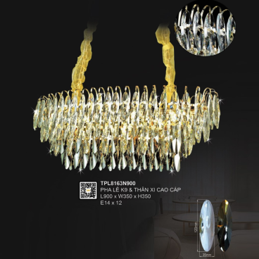 35 - TPL8163N900: Đèn thả Phale ngang - KT: L900mm x W350mm x H350mm - Đèn E14 x 12 bóng