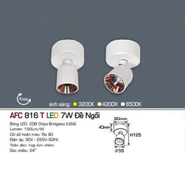 AFC 816T LED 7W Đế Ngồi : Đèn pha chiếu điểm đế ngồi LED 7w -  Ánh sáng Vàng/Trung tính/Trắng
