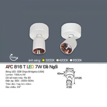 AFC 816T LED 7W Đế Ngồi : Đèn pha chiếu điểm đế ngồi LED 7w -  Ánh sáng Vàng/Trung tính/Trắng