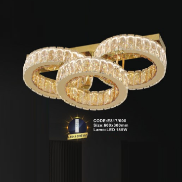 CODE: E817/600: Đèn áp trần LED - KT: 600mm x 300mm - Đèn LED 185W ánh sáng đổi 3 màu