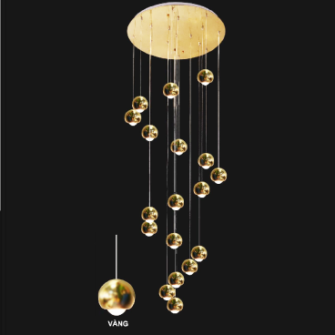 35 - THD8170T18/vàng: Đèn thả LED  - KT: Ø600mm x H2500mm - Đèn LED ánh sáng vàng 3000K