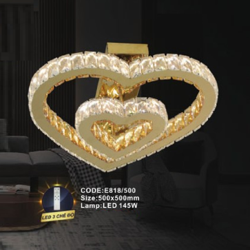 CODE: E818/500: Đèn áp trần LED - KT: 500mm x 500mm - Đèn LED 145W ánh sáng đổi 3 màu