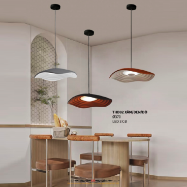 THD82 Xám/Đen/Đỏ: Đèn thả LED - KT: Ø370mm - Đèn LED đổi 3 màu