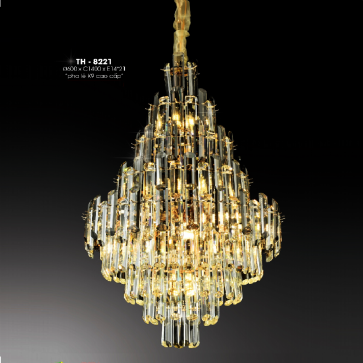 TH - 8221: Đèn thả Phale K9 cao cấp - KT: Ø600mm x H1400mm - Đèn chân E14 x 21 bóng