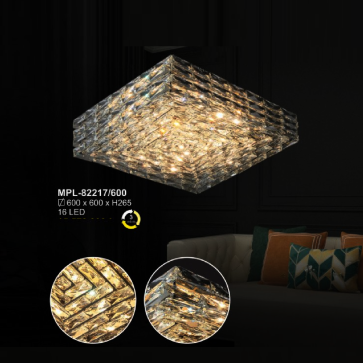 A - MPL - 82217/7600: Đèn áp trần vuông LED Phale  - KT: L600mm x W600mm x H260mm - Đèn LED đổi 3 màu