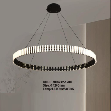 CODE: 8242-1200: Đèn thả 1 vòng LED - KT: Ø1200mm - Đèn LED 80W ánh sáng vàng 3000K