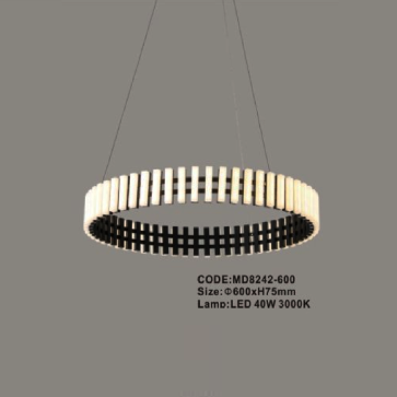 CODE: MD 8242 - 600: Đèn thả 1 vòng LED - KT: Ø600mm x H75mm - Đèn LED 40W ánh sáng vàng 3000K -