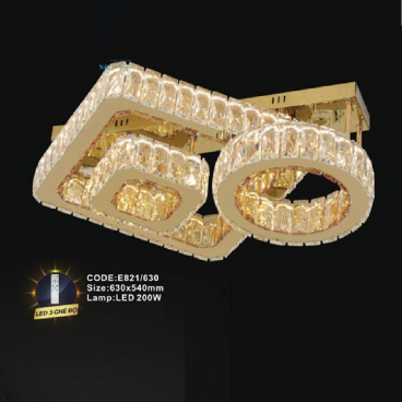 CODE: E821/630: Đèn áp trần LED - KT:630mm x 540mm - Đèn LED 200W ánh sáng đổi 3 màu