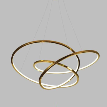 TH - 8315: Đèn thả  xoắn 3 vòng LED thân Inox xi vàng - KT: Ø800mm x H1200mm  - Đèn LED đổi 3 màu