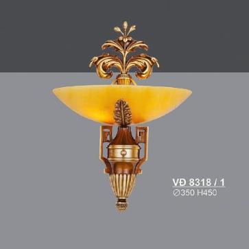 SN - VĐ 8318:  Đèn vách đồng chao đá - KT: Ø350mm x H450mm - Đèn chân E14 x 1 bóng