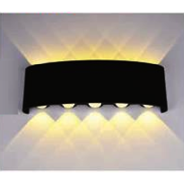 AN - VL - 8332/10BK: Đèn gắn tường ngoài trời  - KT: L250mm x H80mm - Đèn LED 10W ánh sáng vàng