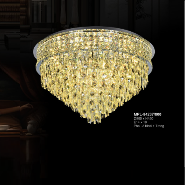 A - MPL- 84237/800: Đèn áp trần Phale màu khói + trong - KT: Ø800mm x H450mm -  Bóng đèn E14 x 19 bóng