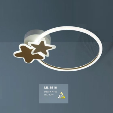 HF - ML 8510: Đèn áp trần LED Mica - KT: Ø510mm x H100mm - Đèn LED 52W ánh sáng đổi 3 màu