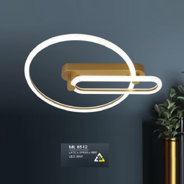 HF - ML 8512: Đèn áp trần LED Mica - KT: L470mm x W400mm x H90mm - Đèn LED 36W ánh sáng đổi 3 màu