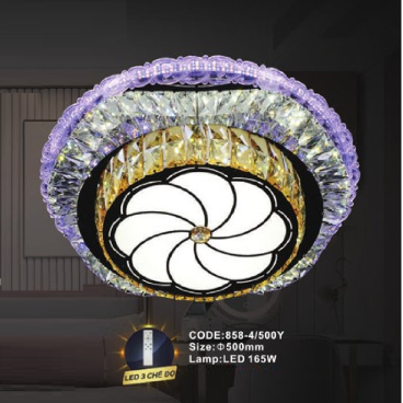 CODE: 858-4/500Y: Đèn áp trần tròn LED - KT: Ø500mm - Đèn LED 165W ánh sáng đổi 3 màu