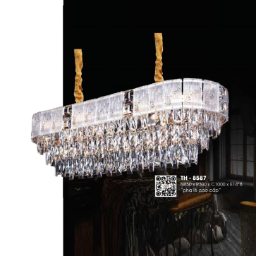 TH - 8587: Đèn thả Ngang Phale cao cấp  - KT: L850mm x W300mm x H1000mm - Bóng đèn chân E14 x 8 bóng