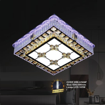CODE: 859-2/500F: Đèn áp trần vuông LED - KT: L500mm x W500mm - Đèn LED 185W đổi 3 màu
