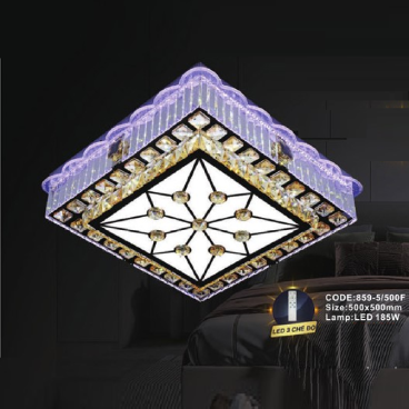 CODE: 859-5/500F: Đèn áp trần vuông LED - KT: L500mm x W500mm - Đèn LED 185W đổi 3 màu