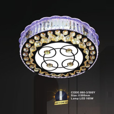 CODE: 860-3/500Y: Đèn áp trần tròn LED - KT: Ø500mm - Đèn LED 165W ánh sáng đổi 3 màu