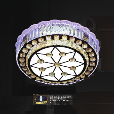 CODE: 860-5/500Y: Đèn áp trần tròn LED - KT: Ø500mm - Đèn LED 165W ánh sáng đổi 3 màu