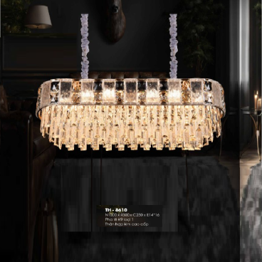 TH - 8610: Đèn thả Phale gắn ngang - KT: L1000mm x W300mm x H230mm - Bóng đèn E14 x 16