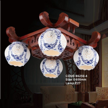 CODE: 86250-4: Đèn chùm gắn sát trần 4 tay - KT: Ø600mm - Bóng đèn E27 x 4