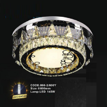 CODE: 866-2/600Y: Đèn áp trần LED - KT: Ø600mm - Đèn LED 145W, ánh sáng đổi 3 màu