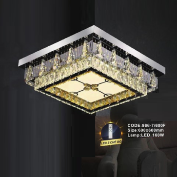 CODE: 866-7/600F: Đèn áp trần vuông LED - KT: L600mm x W600mm - Đèn LED 160W, ánh sáng đổi 3 màu