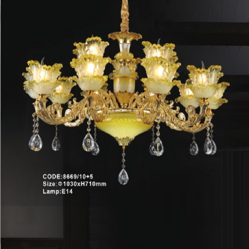 CODE: 8669/10+5: Đèn chùm 15 tay  - KT: Ø1030mm x H710mm - Bóng đèn E14 x 15 bóng