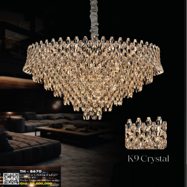 TH - 8670: Đèn thả Phale - KT: Ø1000mm x H500mm - Bóng đèn E14 x 27 bóng