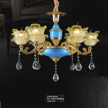 CODE: 8670/6: Đèn chùm 6 tay  - KT: Ø680mm x H650mm - Bóng đèn E14 x 6 bóng