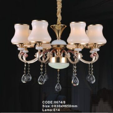 CODE: 8674/8: Đèn chùm 8 tay - KT: Ø830mm x H650mm - Bóng đèn E14 x 8 bóng