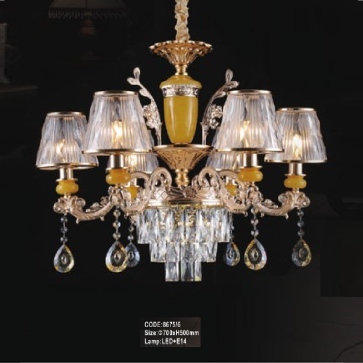 CODE: 8675/6: Đèn chùm 6 tay - KT: Ø700mm x H500mm - Bóng đèn E14 x 6 bóng + Đèn LED