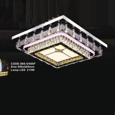 CODE: 868 - 5/600F: Đèn áp trần vuông LED - KT: L600mm x W600mm - Đèn LED 215W, ánh sáng đổi 3 màu