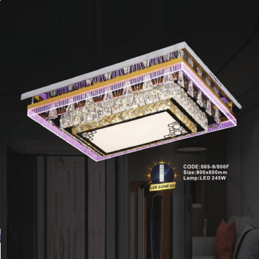 CODE: 869-9/800F: Đèn áp trần chữ nhật LED - KT: L800mm x W600mm - Đèn LED 245W đổi màu