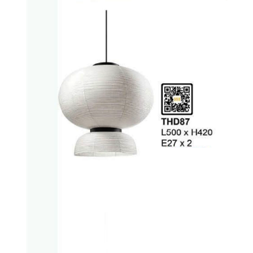 THD87: Đèn thả đơn chao gốm - KT: L500mm x H420mm - Bóng đèn E27 x 2 bóng