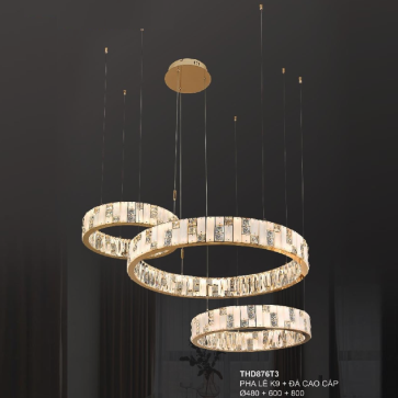 35 - THD876T3: Đèn thả 3 vòng LED Phale - KT: Ø(480 + 600+800)mm - Đèn LED đổi 3 màu