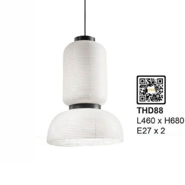 THD88: Đèn thả đơn chao gốm - KT: L460mm x H680mm - Bóng đèn E27 x 2 bóng