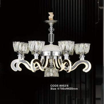CODE: 8802/8: Đèn chùm LED 8 tay - KT: Ø780mm x H420mm - Đèn LED