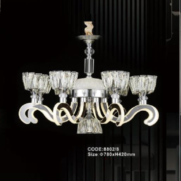 CODE: 8802/8: Đèn chùm LED 8 tay - KT: Ø780mm x H420mm - Đèn LED