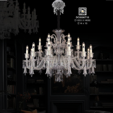DC8806T18: Đèn chùm Phale nến 18 tay - KT: Ø1000mm x H680mm - Bóng đèn nến E14 x 18 bóng