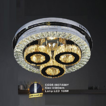 CODE: 8807/600Y: Đèn áp trần Phale - KT: Ø600mm  - Đèn LED 160W, ánh sáng đổi 3 màu