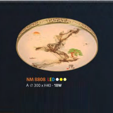 NM 8808A: Đèn ốp trần LED - KT: Ø300mm x H40mm - Đèn LED 18W đổi 3 màu