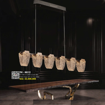 TH - 8812: Đèn thả ngang LED - KT: L1120mm x H200mm - Đèn LED đổi 3 màu