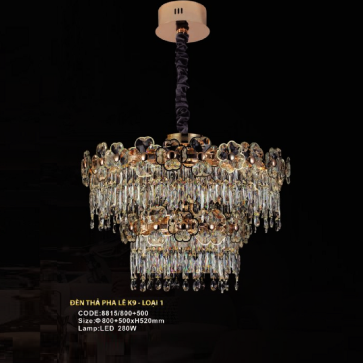 CODE: 8815/800+500: Đèn thả 2 vòng LED Phale - KT: Ø(800+500)mm x H520mm - Đèn LED 280W