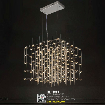 TH - 8816: Đèn thả LED  - KT: L600mm x W600mm x H480mm - Đèn LED ánh sáng vàng 3500K