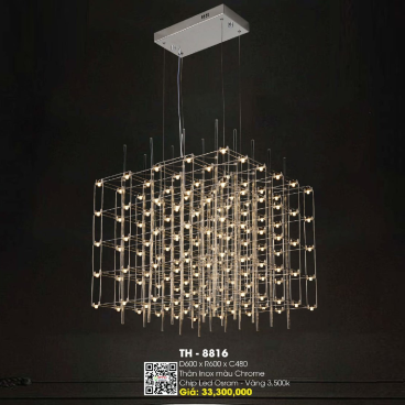 TH - 8816: Đèn thả LED  - KT: L600mm x W600mm x H480mm - Đèn LED ánh sáng vàng 3500K